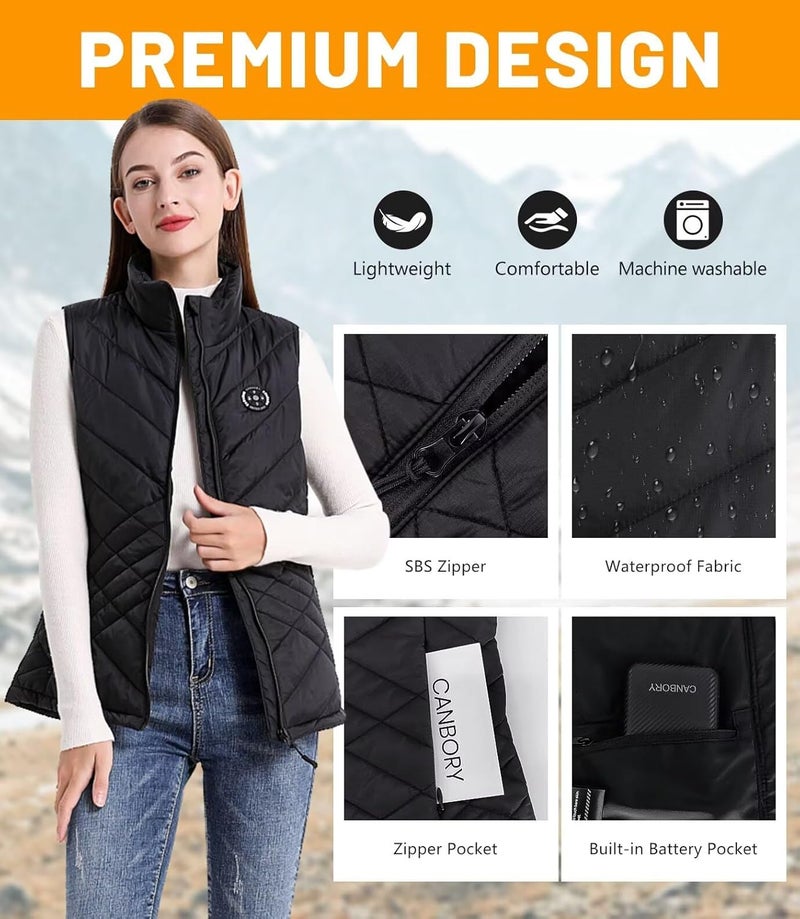 CANBORY Store Heated Vest Women with Battery Pack Included, 5IN1 Controller Warming Slim Fit Electric Heating Jacket Vests - Image 5